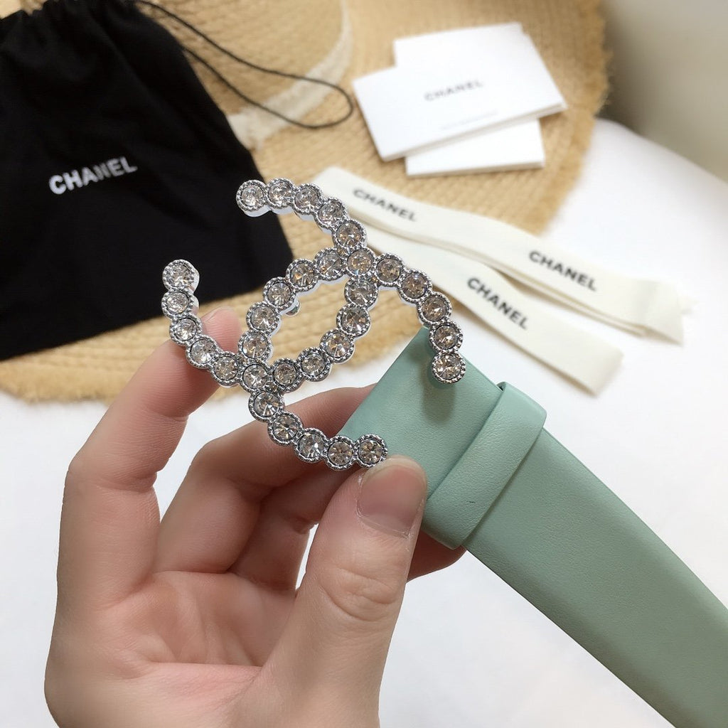Chanel Belt With Beaded Buckle Jade Green