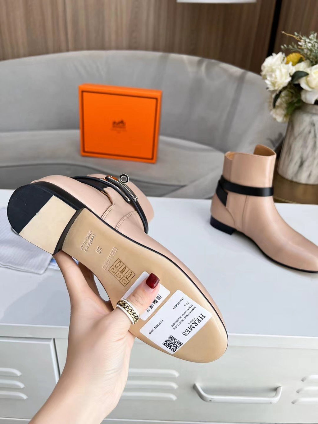 Hermes Neo Ankle Boot Beige