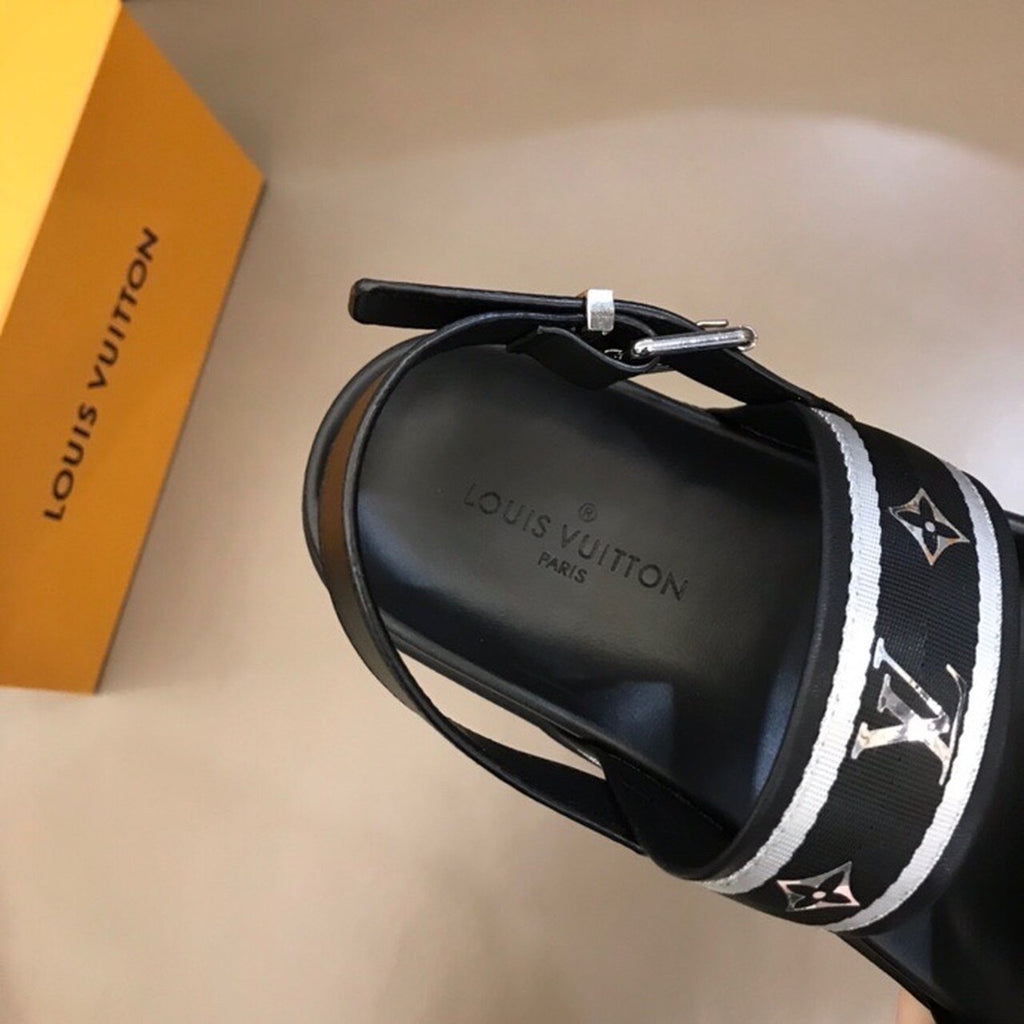Louis Vuitton Double Strap Buckle Mules Mens Sandals Spring/Summer Collection Black/Silver