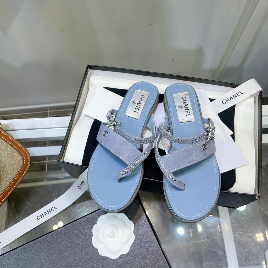 Chanel Sandals Emerald Blue