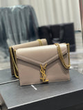 Saint Laurent Cassandra Medium Chain Bag In Grain De Poudre Embossed 22cm