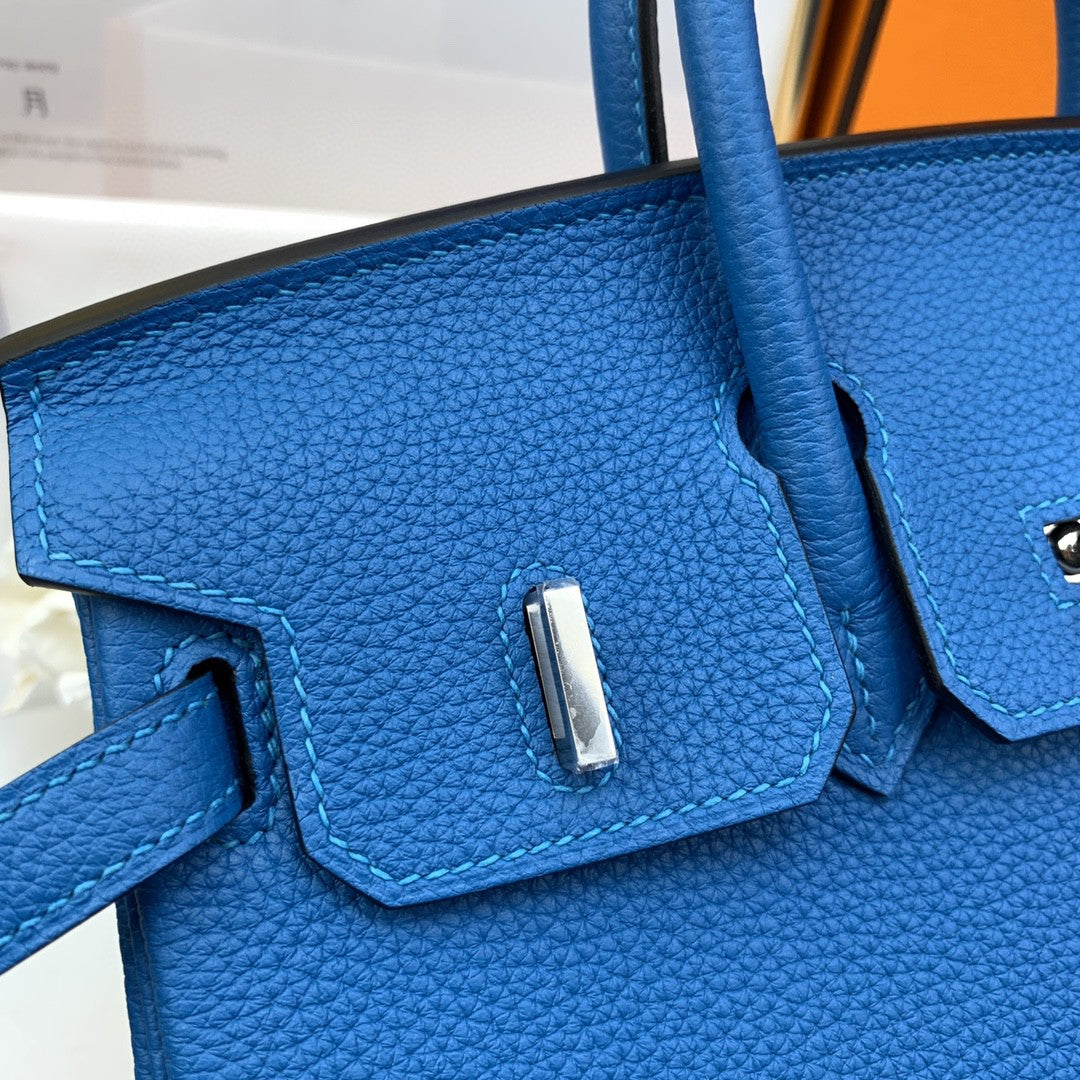 Hermes Birkin 25 Nata Swift Silver Hardware Blue