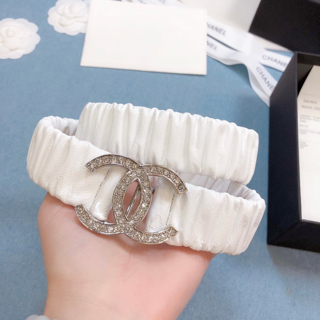 Chanel Belt With Double C Buckle White