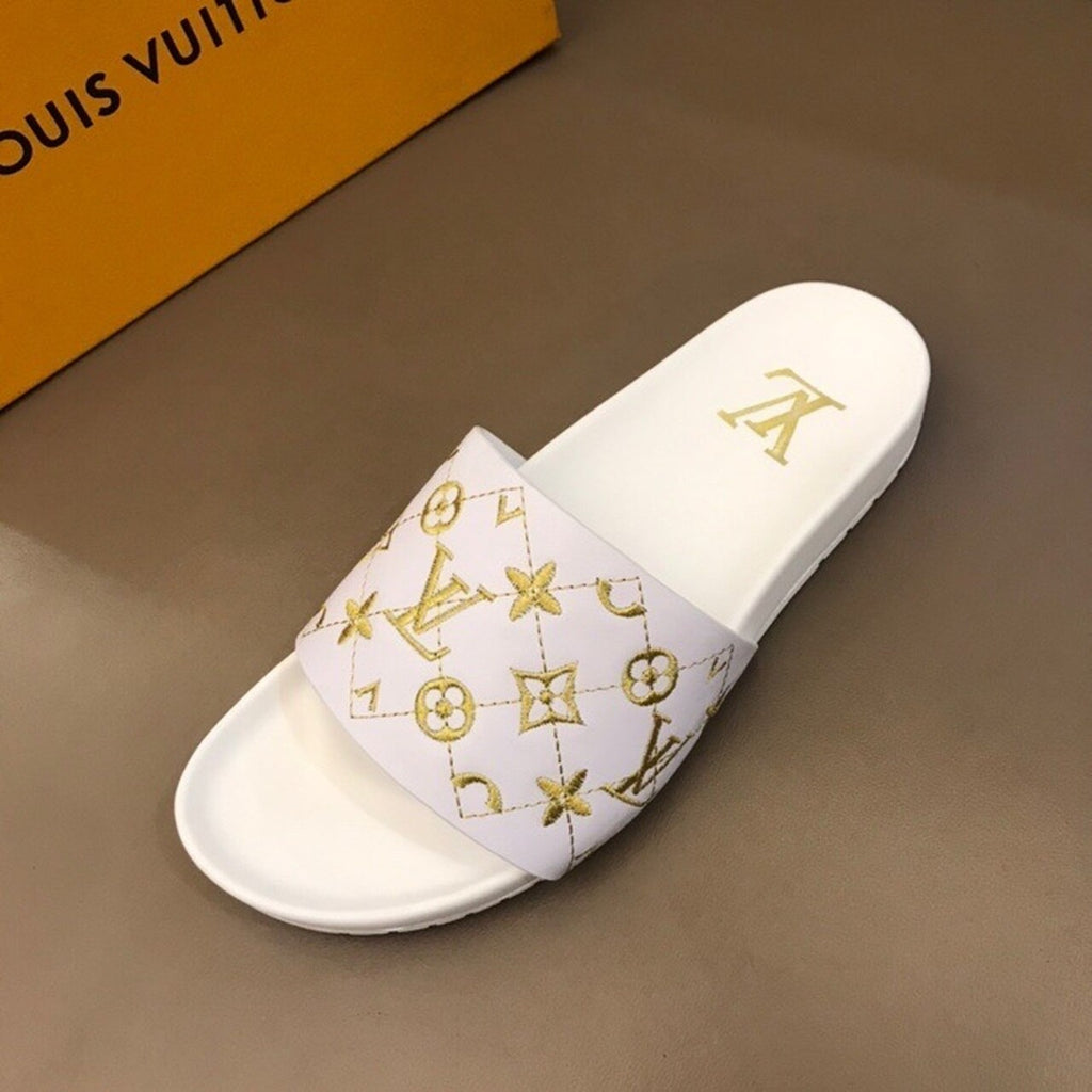 Louis Vuitton Mens Sandals Monogram Canvas Spring/Summer Collection White/Yellow