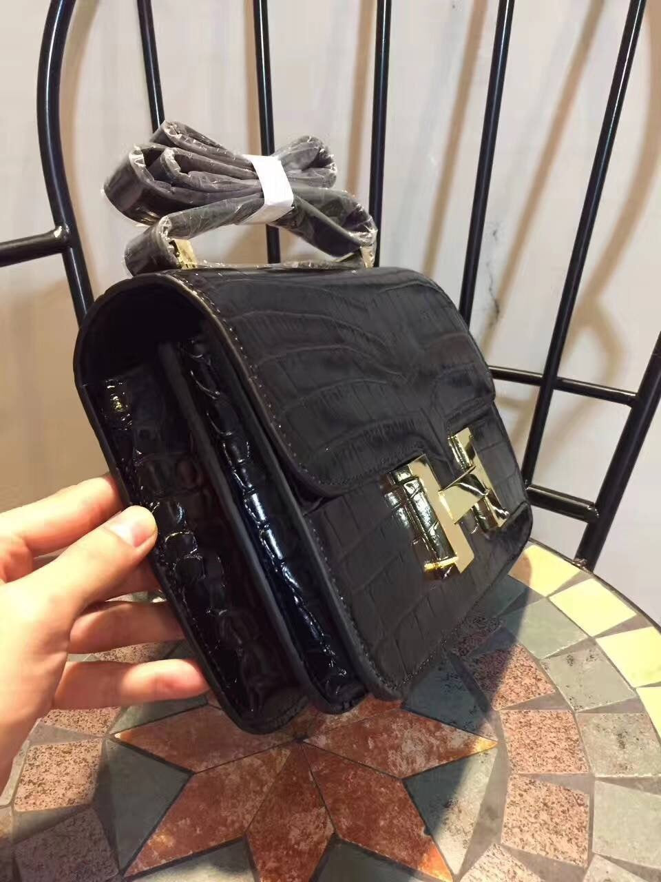 Hermes Constance Shoulder Bag 24cm Black