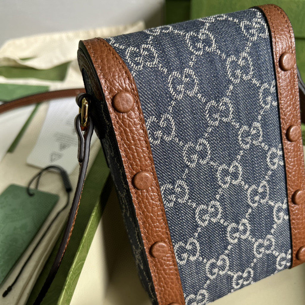 Gucci 625615 Horsebit 1955 Mini Bag 12cm Blue