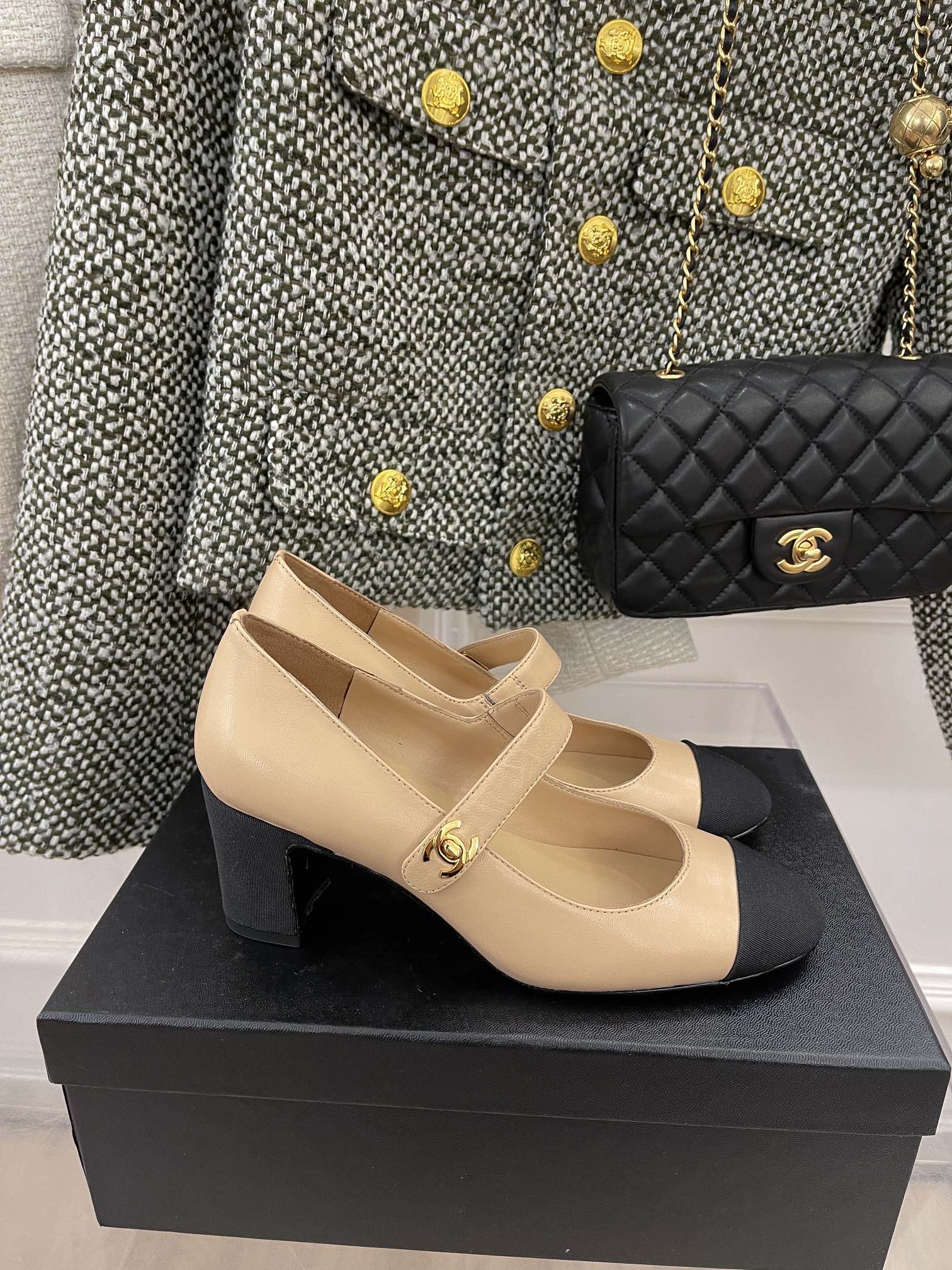 Chanel Sling Back 2.5 Inches Beige