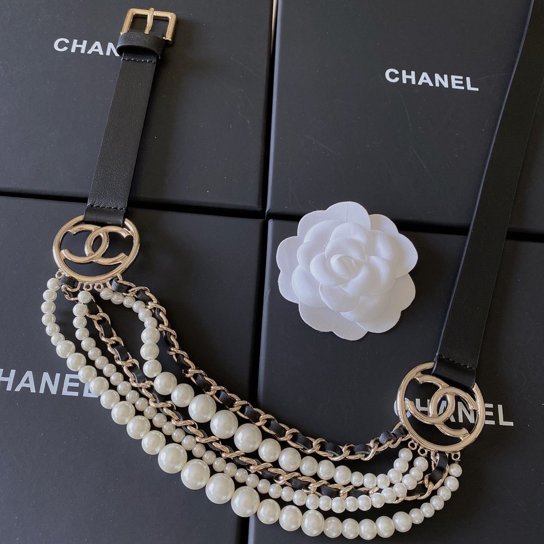 Chanel Belt With Square Metal Buckle Black