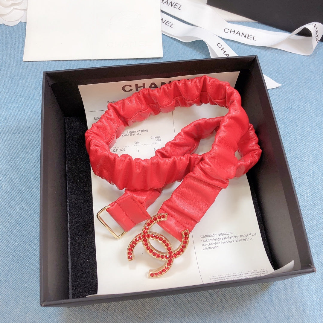 Chanel Belt With Double C Buckle Red