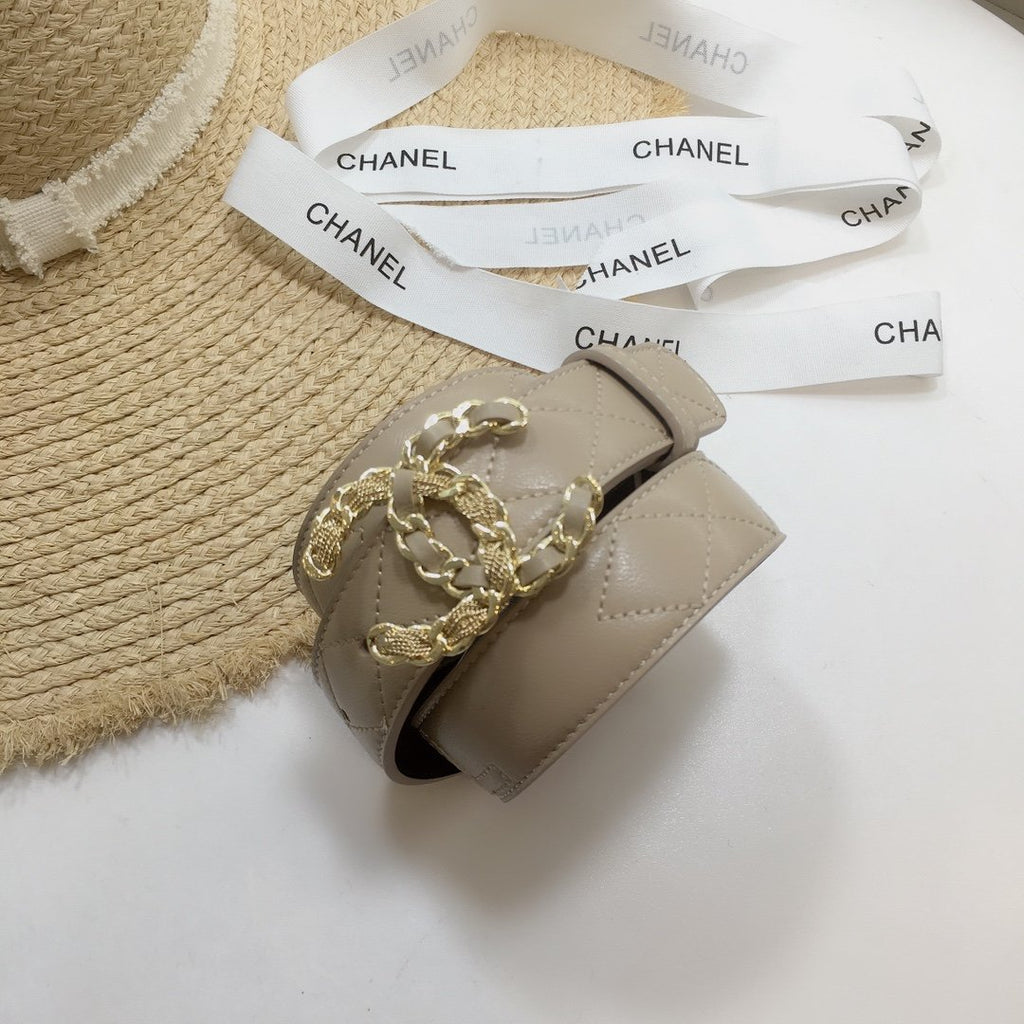Chanel Belt With Double C Buckle Beige
