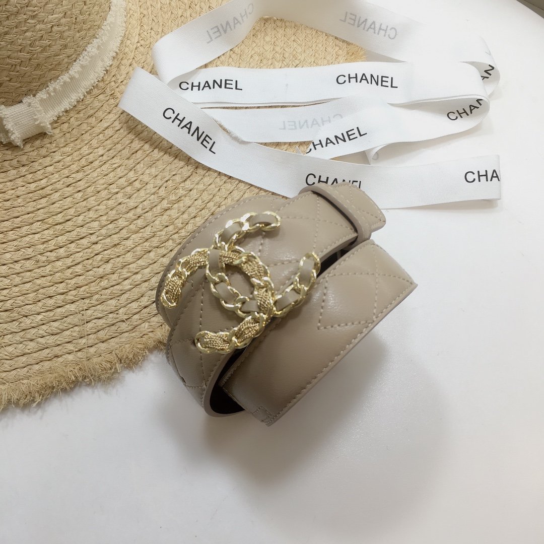 Chanel Belt With Double C Buckle Beige