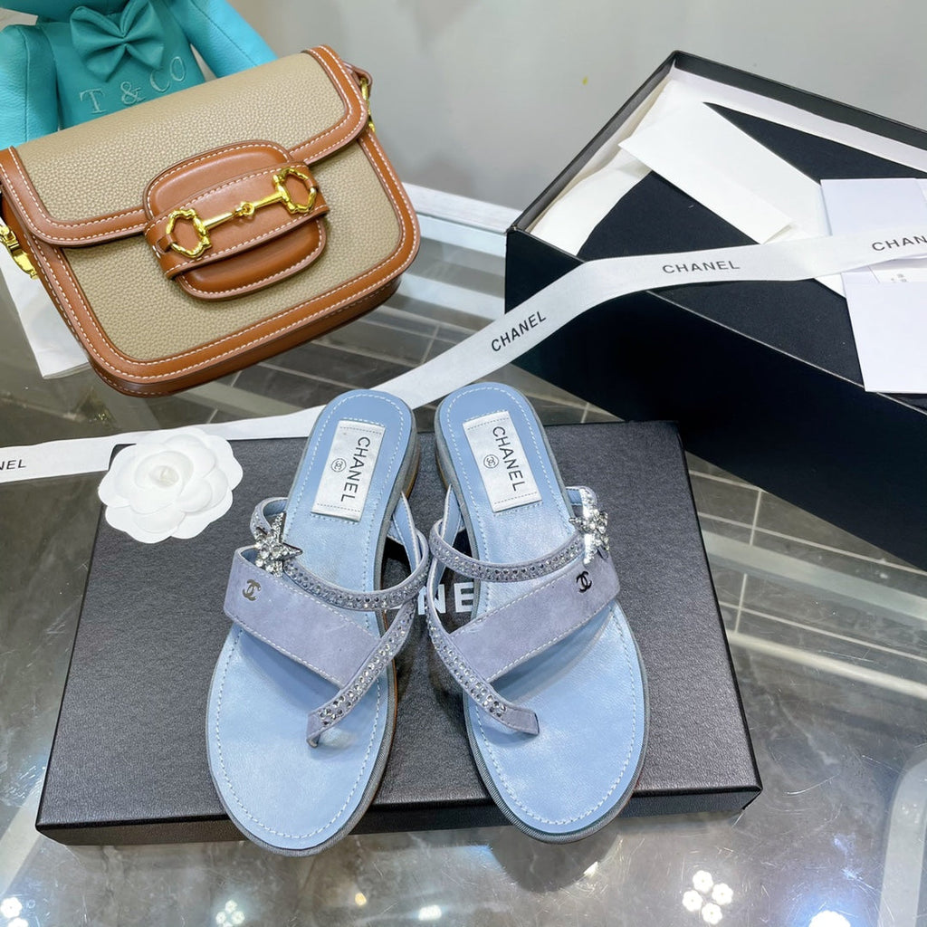 Chanel Sandals Emerald Blue