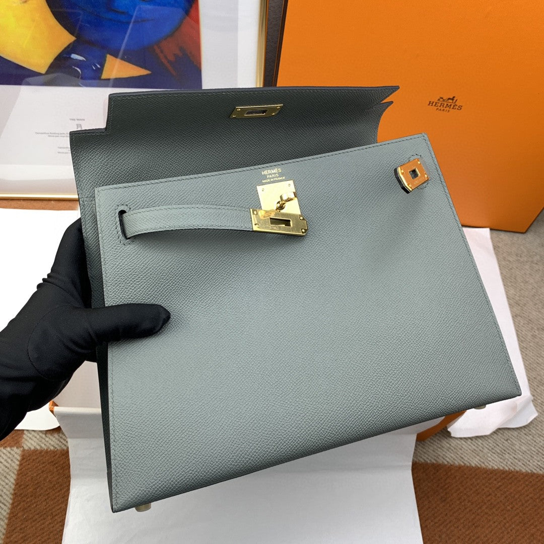 Hermes Kelly 28 Togo Gold Hardware Dark Grey