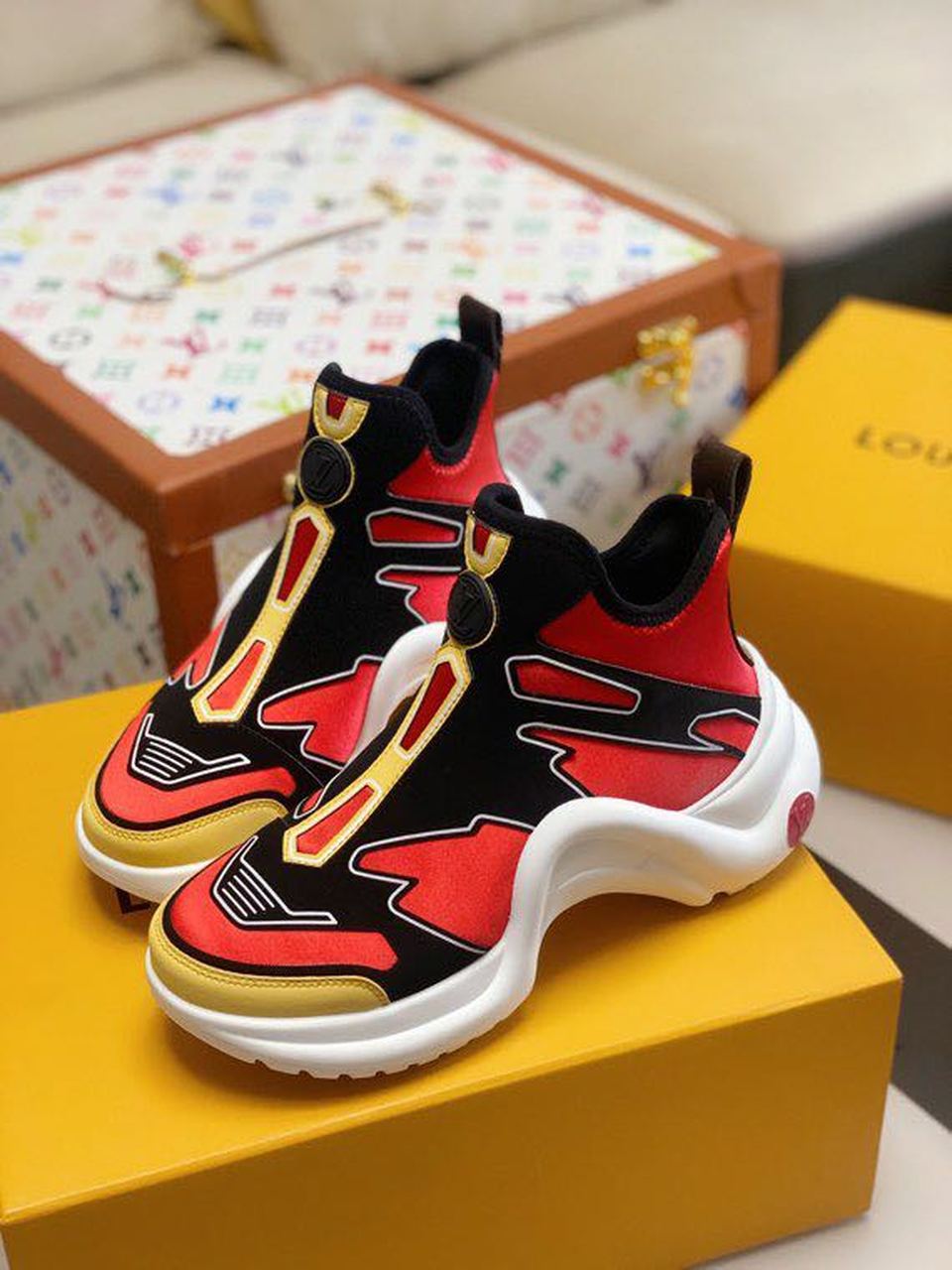 Louis Vuitton Archlight Sneakers Technical Fabric Calfskin Leather Spring/Summer Collection 1A7TW8, Red