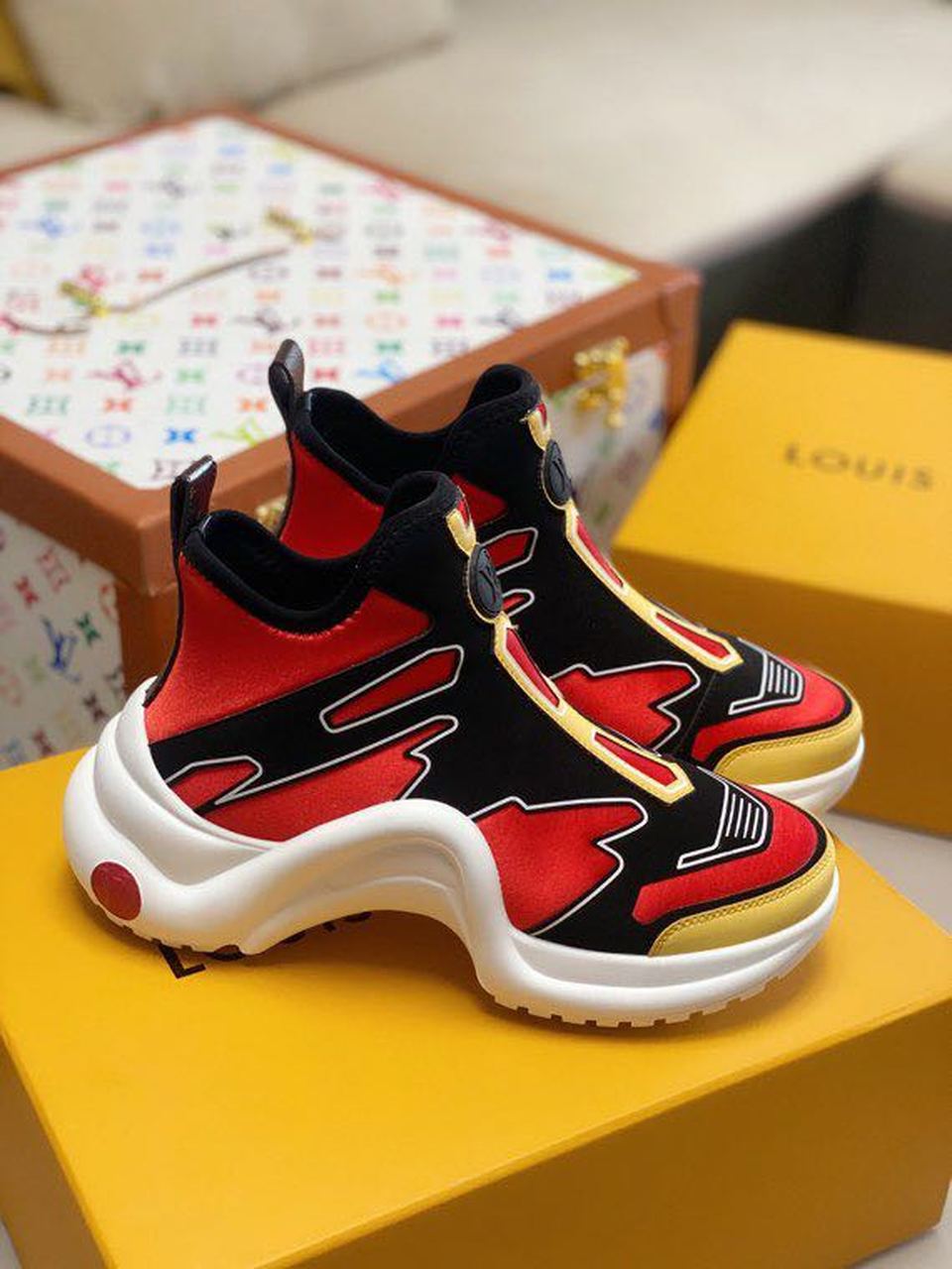 Louis Vuitton Archlight Sneakers Technical Fabric Calfskin Leather Spring/Summer Collection 1A7TW8, Red