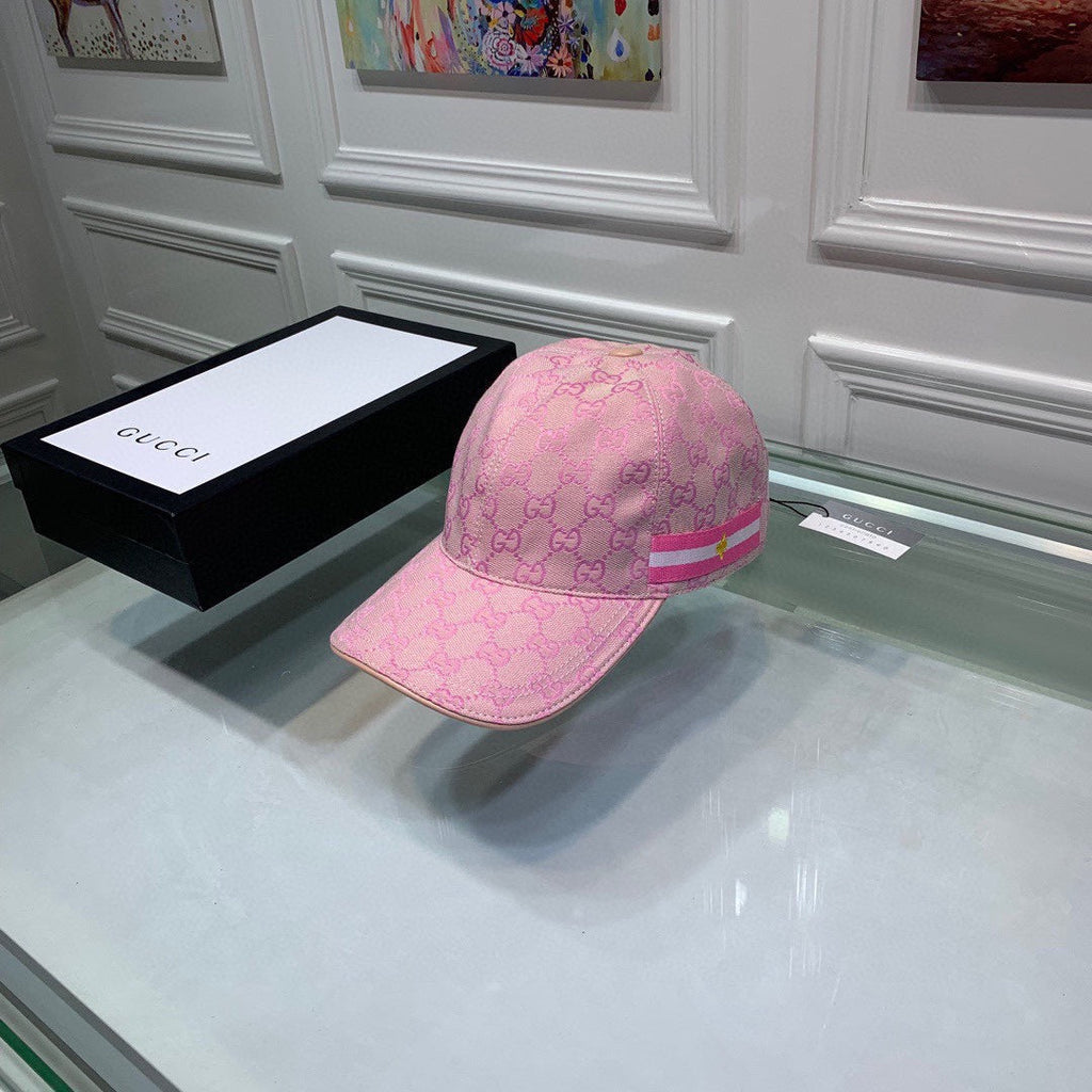 Gucci Canvas Baseball Cap with Web Pink