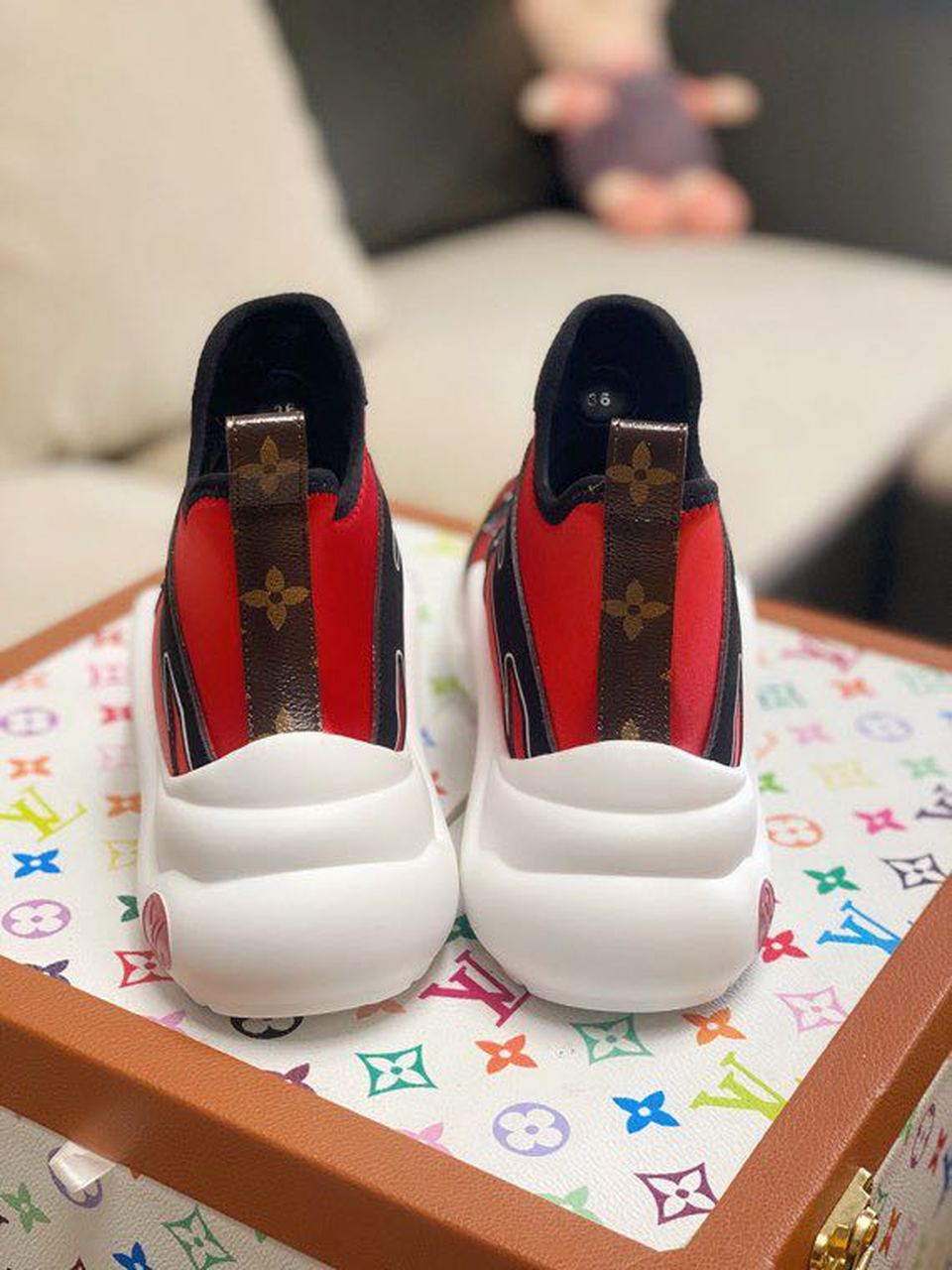 Louis Vuitton Archlight Sneakers Technical Fabric Calfskin Leather Spring/Summer Collection 1A7TW8, Red
