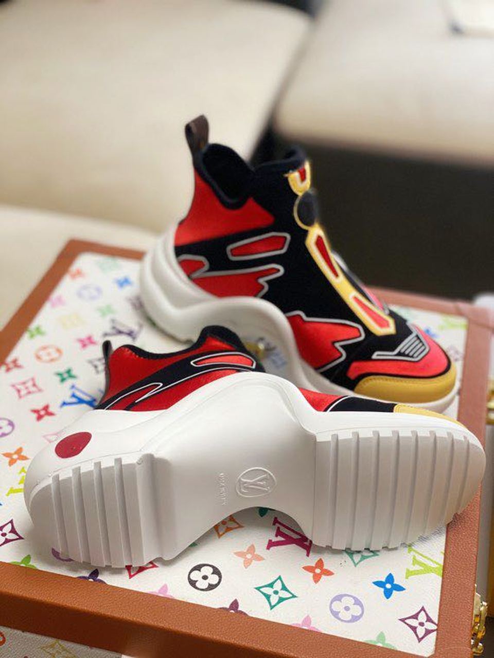 Louis Vuitton Archlight Sneakers Technical Fabric Calfskin Leather Spring/Summer Collection 1A7TW8, Red