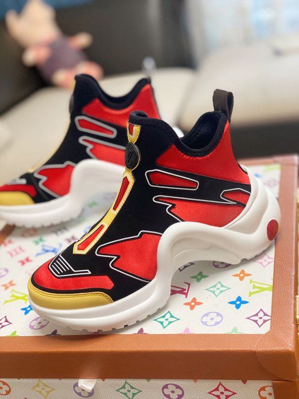 Louis Vuitton Archlight Sneakers Technical Fabric Calfskin Leather Spring/Summer Collection 1A7TW8, Red