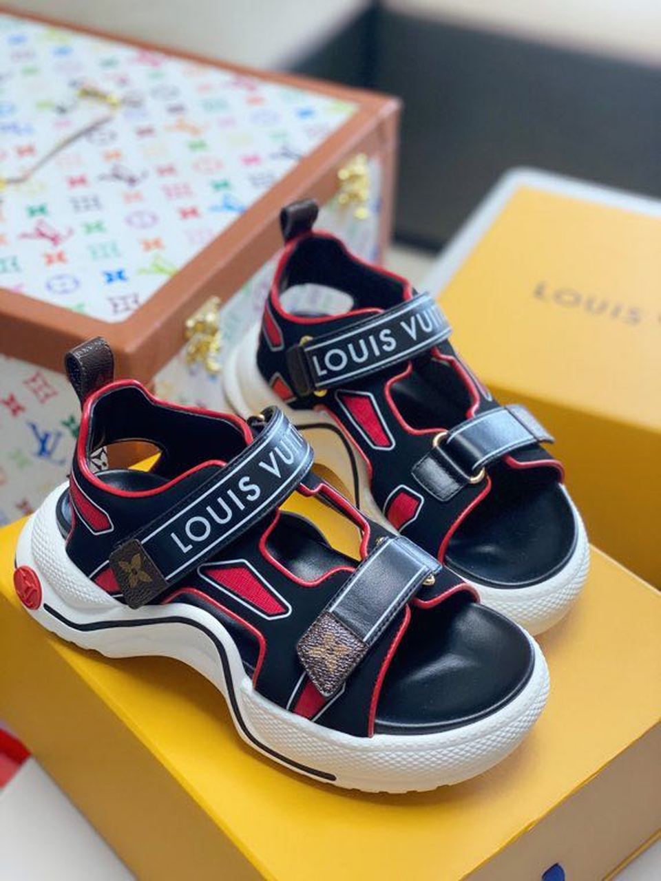 Louis Vuitton Archlight Sandals Calfskin Leather Spring/Summer Collection Red