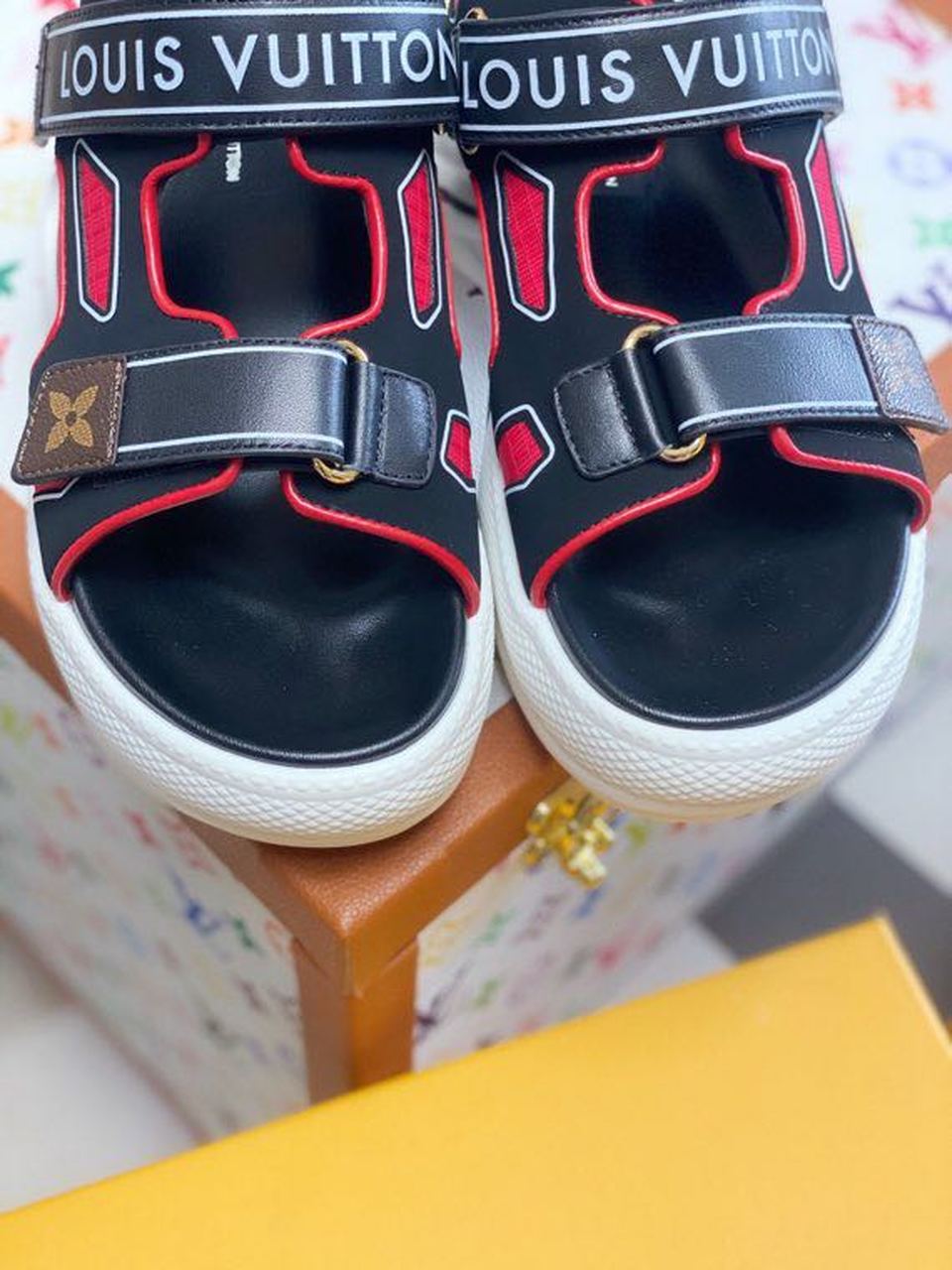 Louis Vuitton Archlight Sandals Calfskin Leather Spring/Summer Collection Red