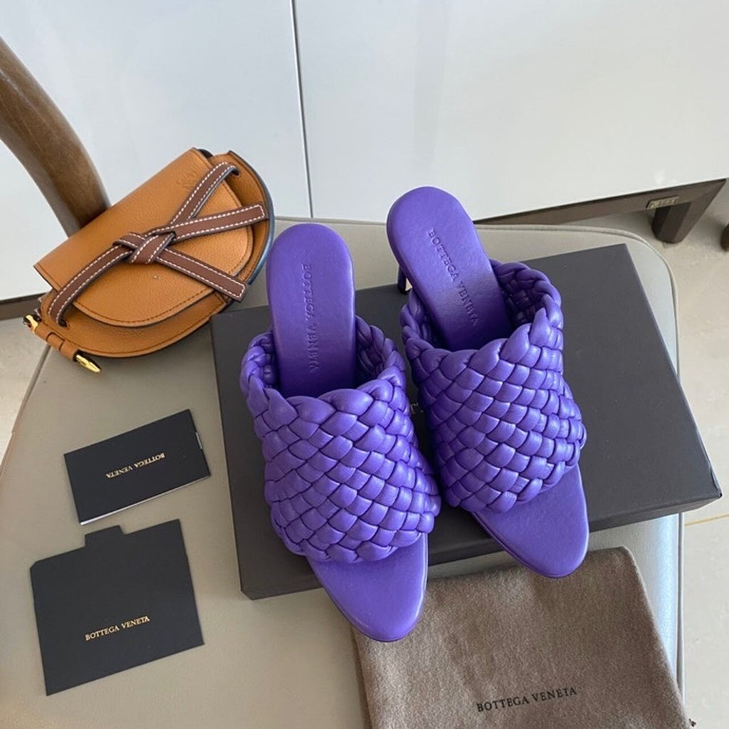 Bottega Veneta Curve Mules 9.5cm Heel Lambskin Leather Spring/Summer 2020 Collection, Purple