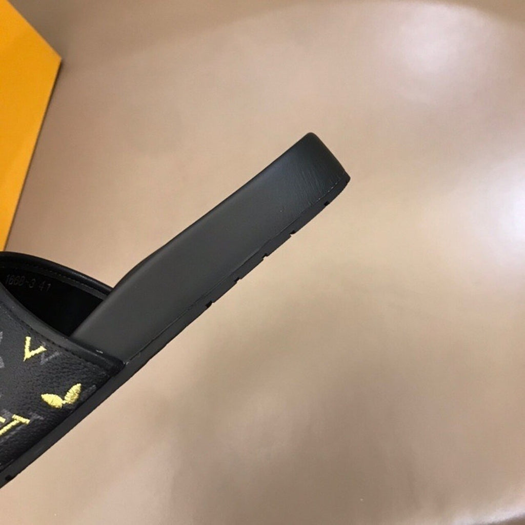 Louis Vuitton Mens Sandals Monogram Canvas Spring/Summer Collection Black/Yellow