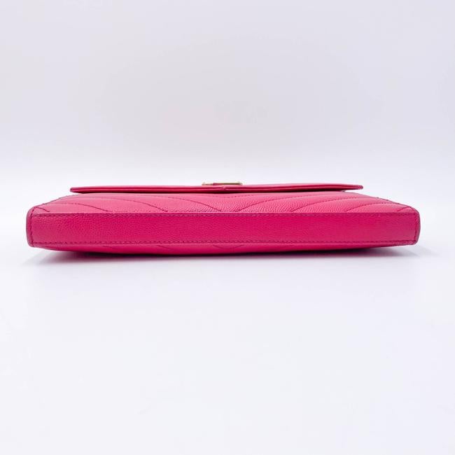 Saint Laurent Medium Wallet On A Chain Ghw Monogram Pink Leather Shoulder Bag