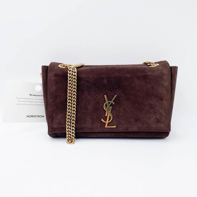 Saint Laurent Monogram Kate Soft Medium Reversible Ysl Monogram Brown Suede Leather Cross Body Bag