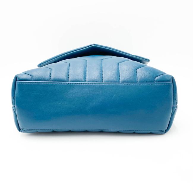 Saint Laurent Monogram Loulou Calfskin Y Quilted Monogram Small Chain Satchel Blue Leather Shoulder Bag