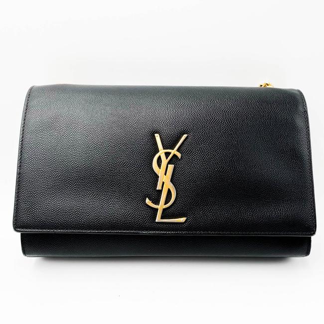 Saint Laurent Monogram Kate Grain De Poudre Medium Classic Satchel Black Leather Shoulder Bag