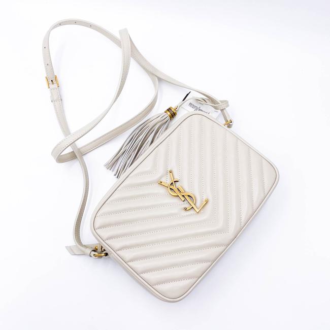 Saint Laurent Monogram Lou Camera Calfskin Matelasse Crema Soft White Leather Shoulder Bag