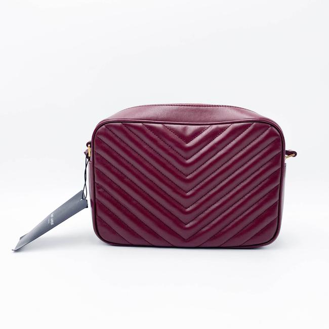 Saint Laurent Monogram Lou Camera Calfskin Matelasse Dark Legion Red Leather Shoulder Bag