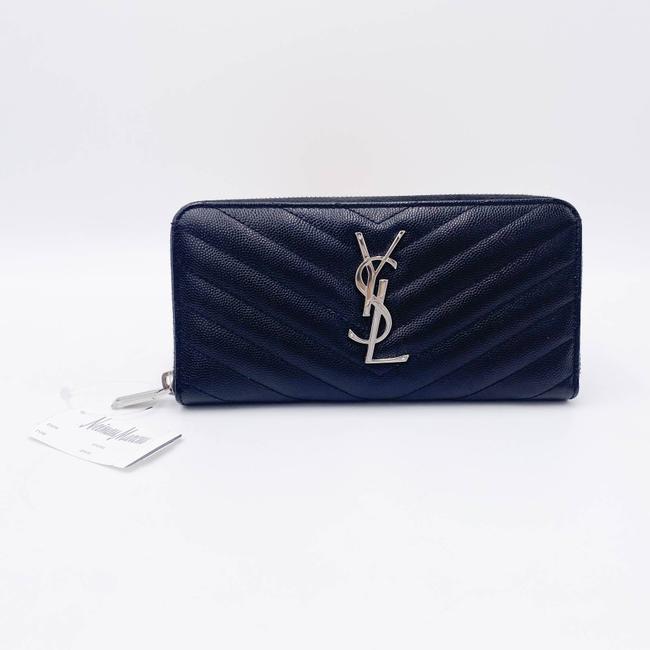 Saint Laurent Black Monogramme Grain De Poudre Zip-around Wallet