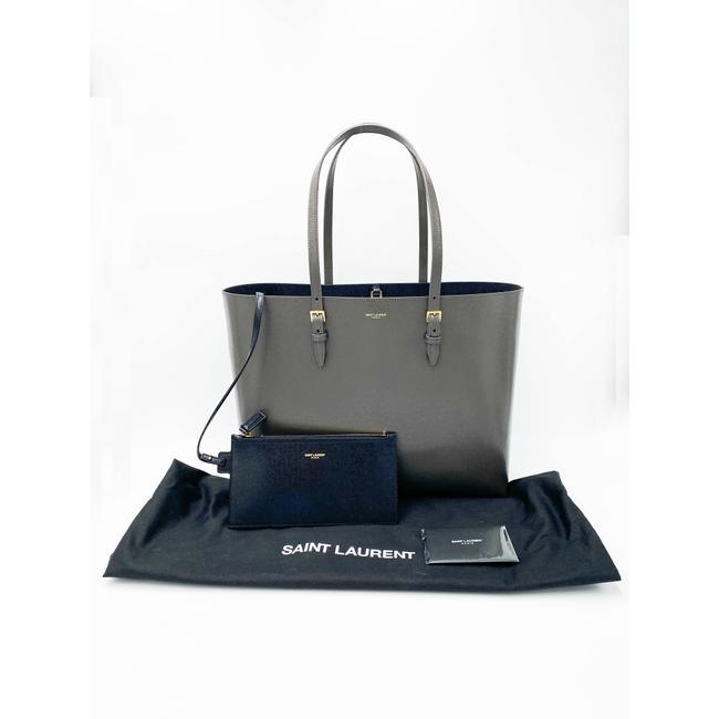 Saint Laurent Monogram Medium Shopping Bouclé Grey Leather Tote