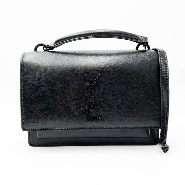 Saint Laurent Monogram Top Handle Sunset Noir Bhw Black Leather Shoulder Bag