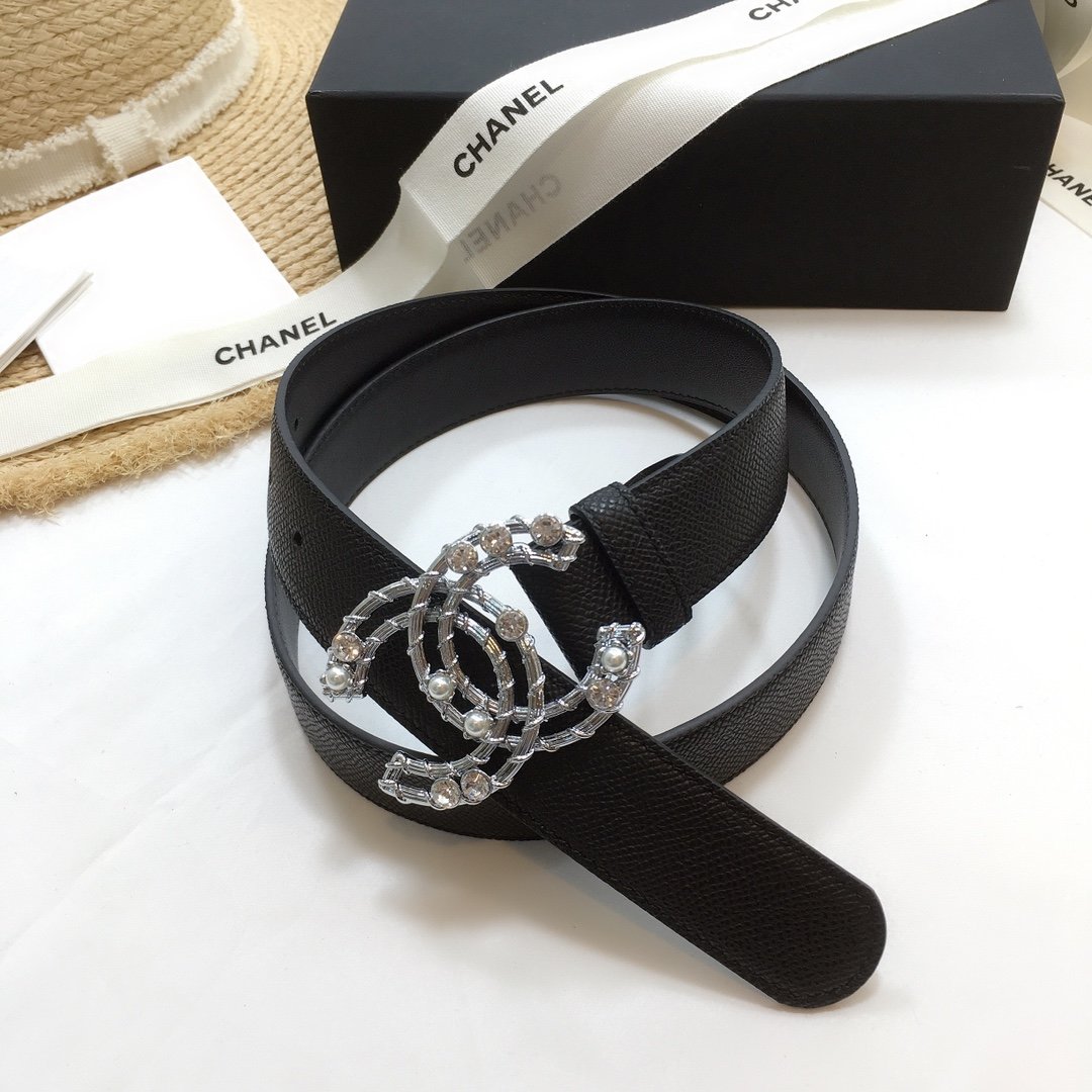 Chanel Belt With Double C Buckle Black