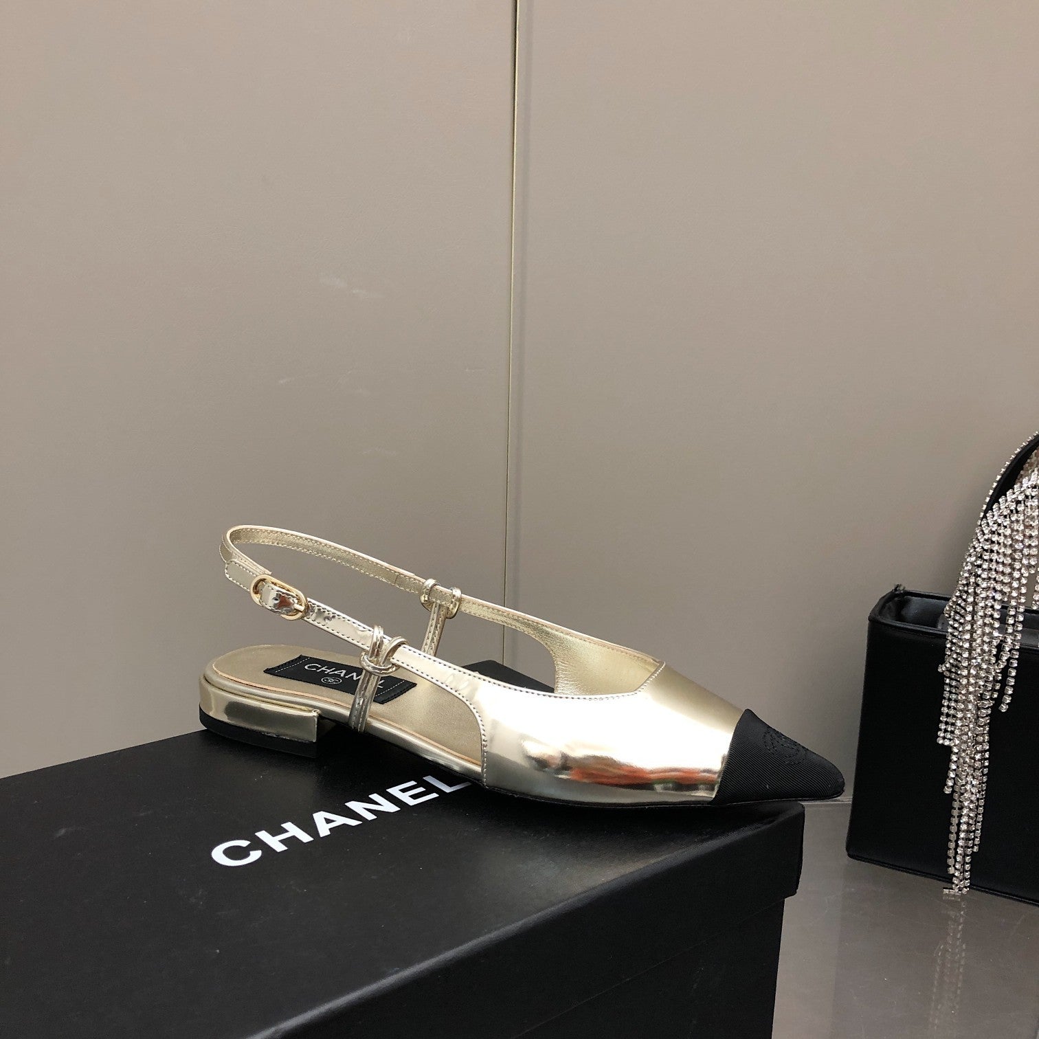 Chanel Sling Back Gold