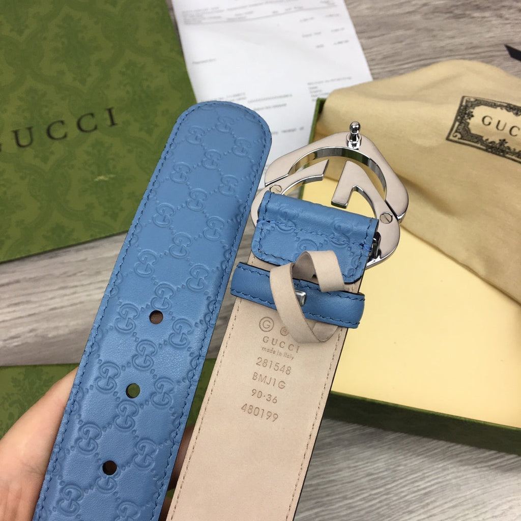 Gucci Belt With Double G Buckle Blue