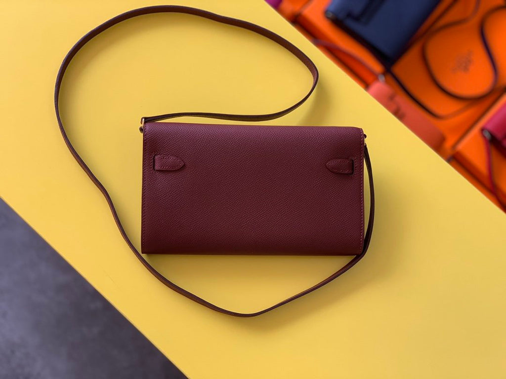 Hermes Kelly Togo Woc Crossbody Bag 21cm Red Wine