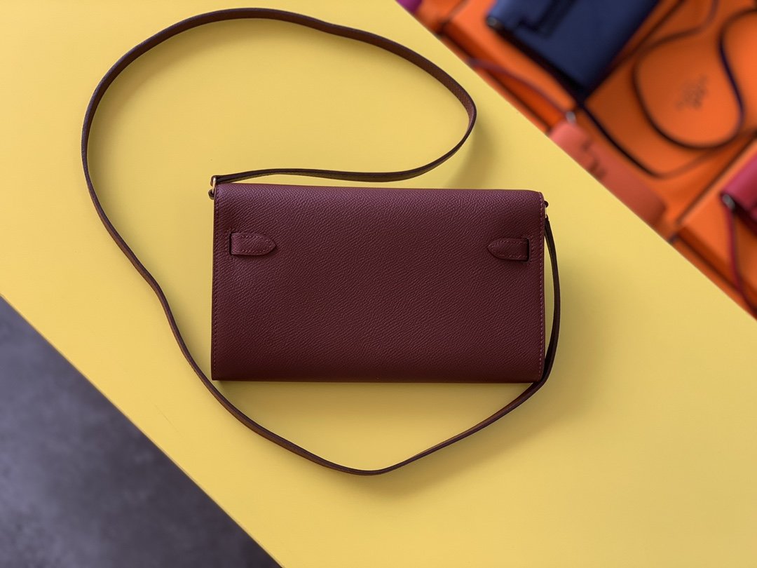 Hermes Kelly Togo Woc Crossbody Bag 21cm Red Wine