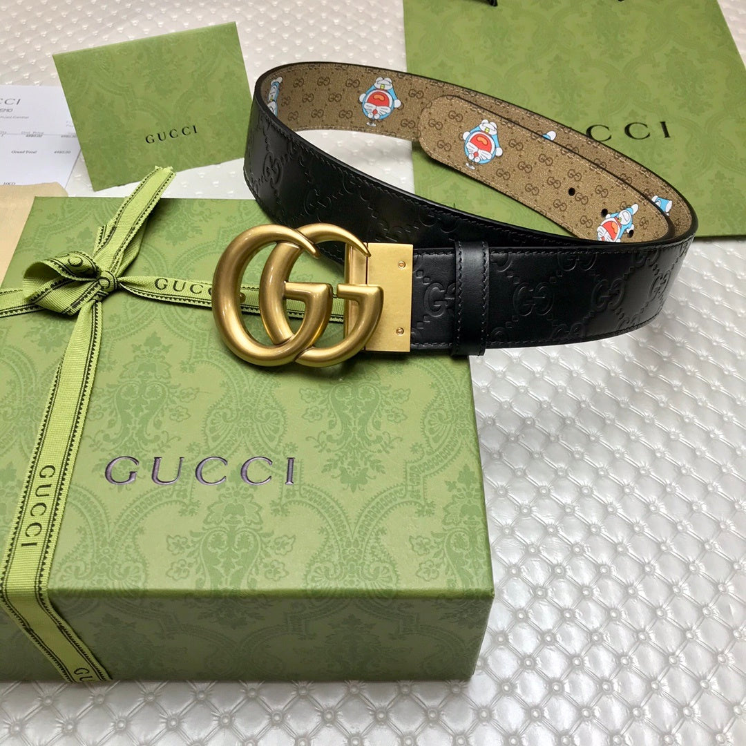 Gucci Belt With Double G Buckle Doreamon Black