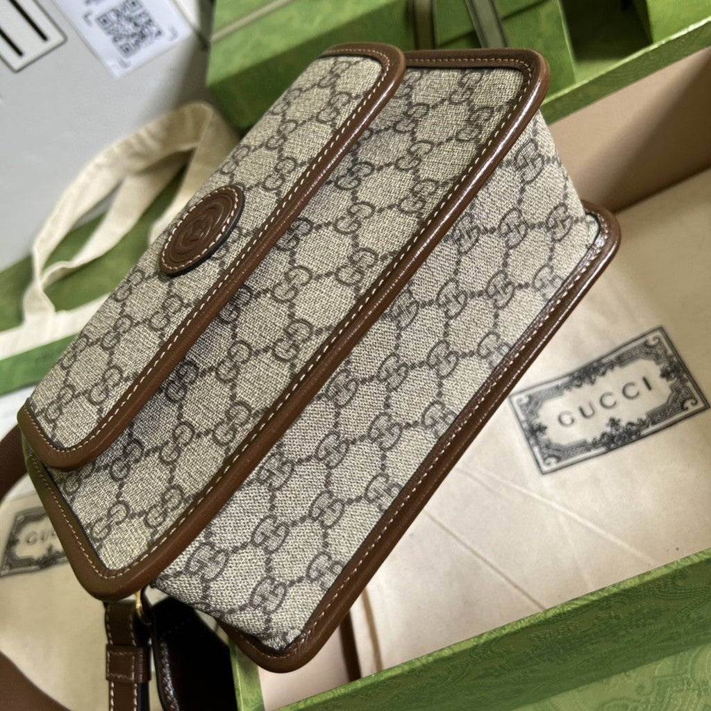 Gucci Messenger Bag With Interlocking G 21cm Brown