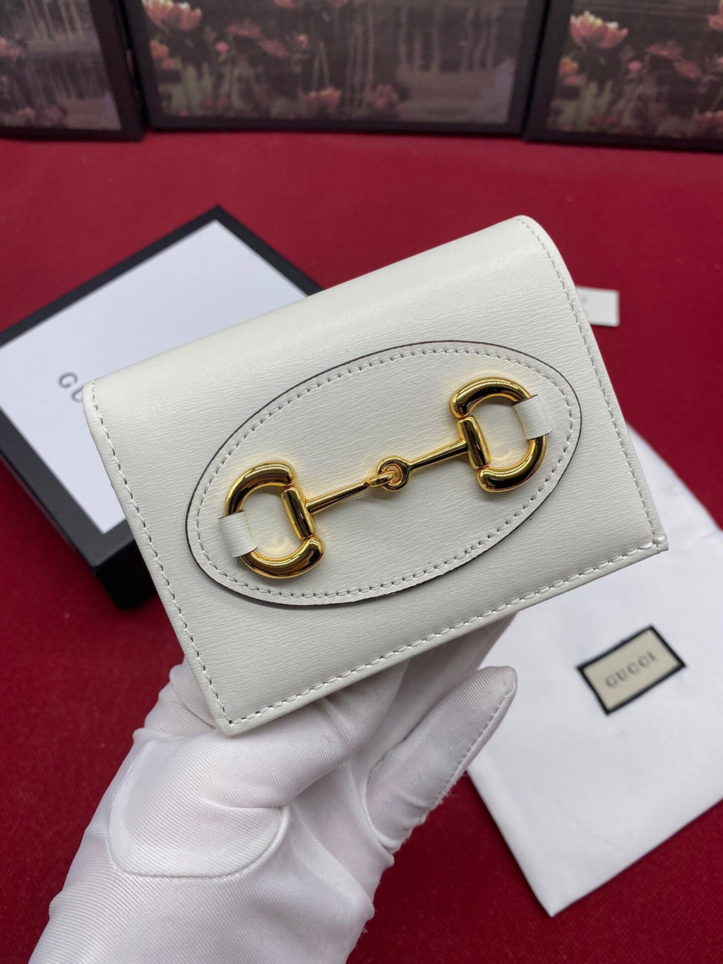 Gucci Horsebit 1955 White Card Case 11cm