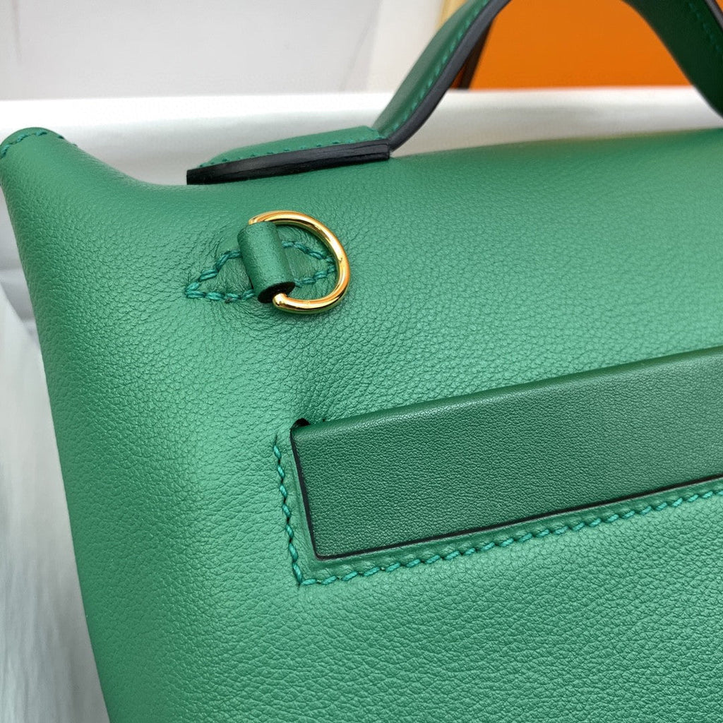 Hermes 24 24 21cm Noir Black Clémence Green