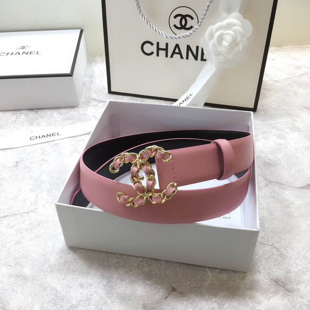 Chanel Belt With Double C Buckle Pink
