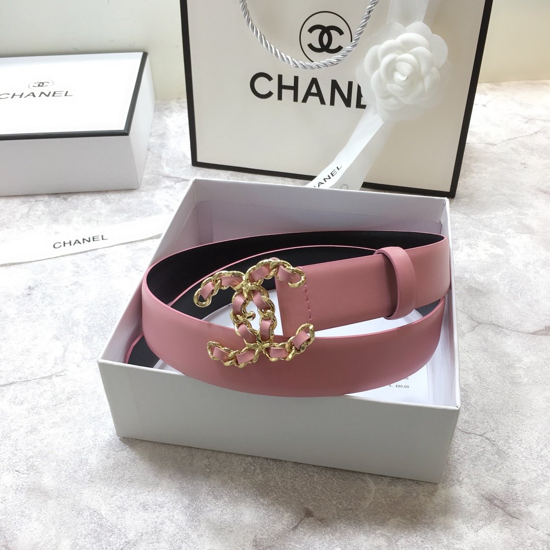 Chanel Belt With Double C Buckle Pink