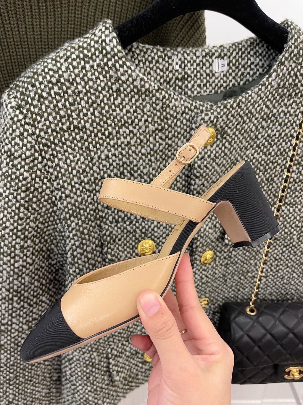 Chanel Sling Back Beige