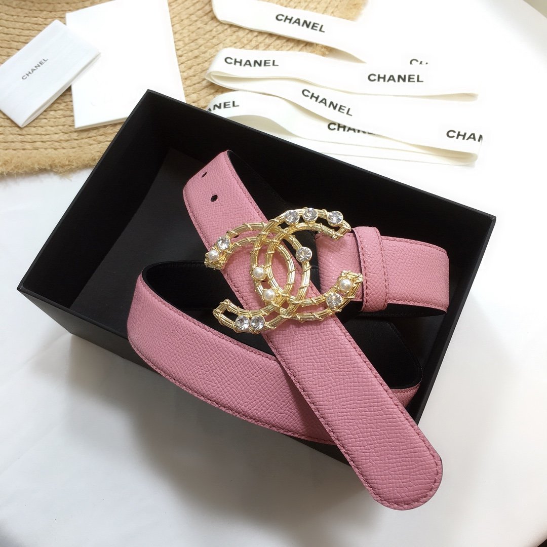 Chanel Belt With Double C Buckle Pink