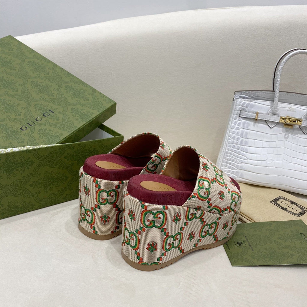 Gucci Platform Slide Sandal Beige